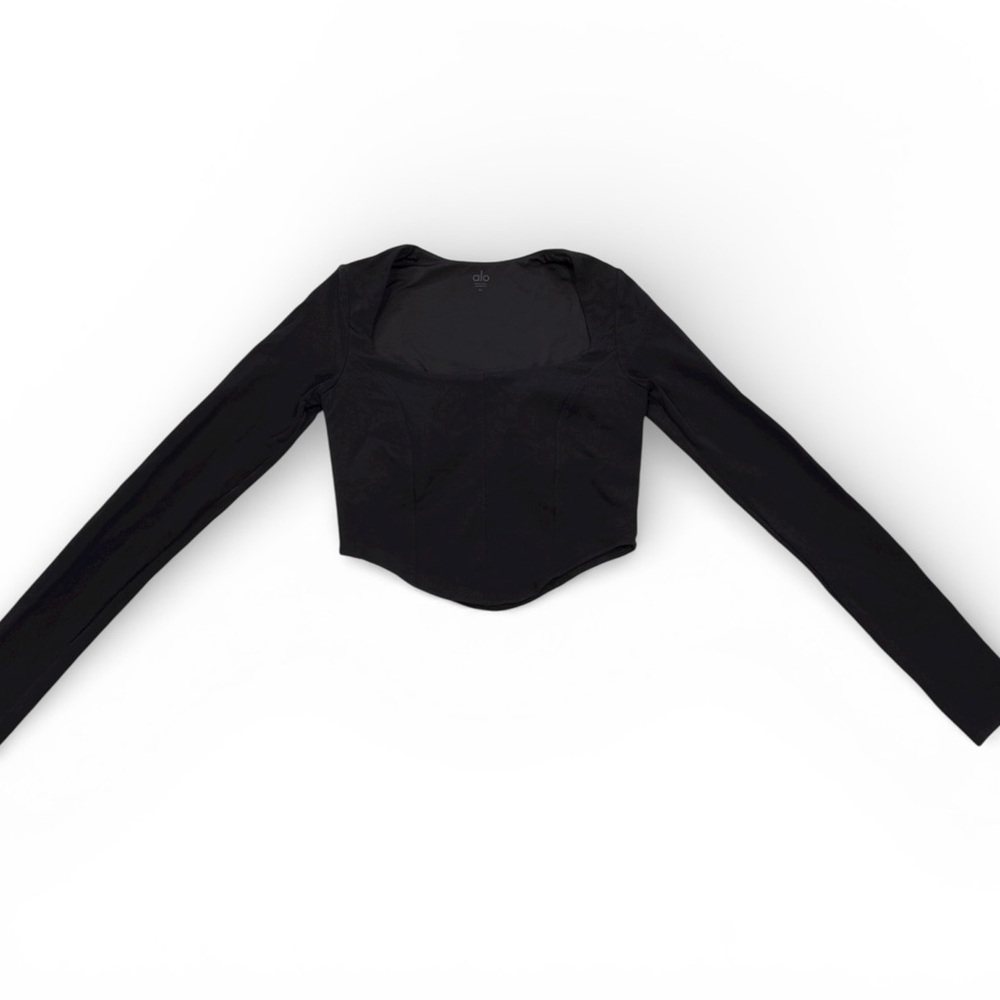 ALO Yoga Black Long Sleeve Crop Top | Medium